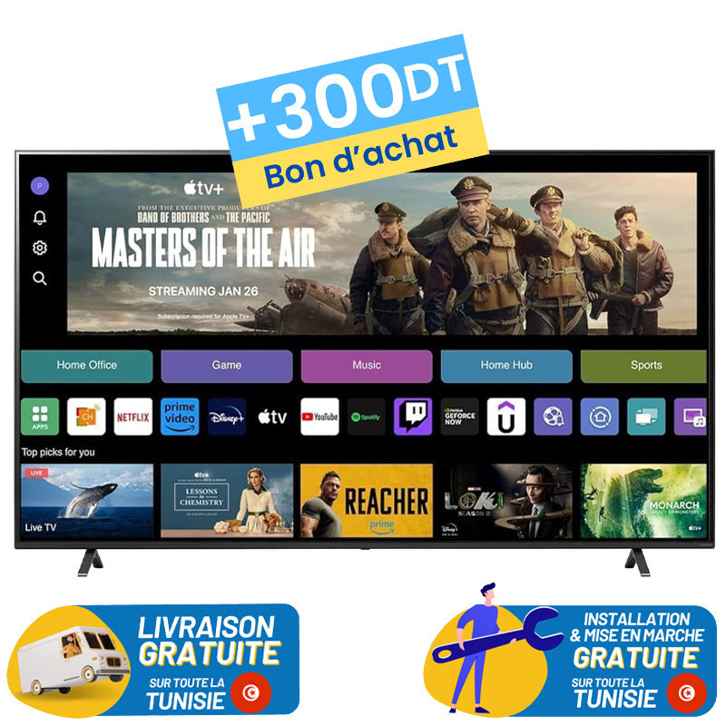 Téléviseur LG 75" NanoCell SMART 4k UHD / 75NANO80T6A + 300 DT Bon d'achat