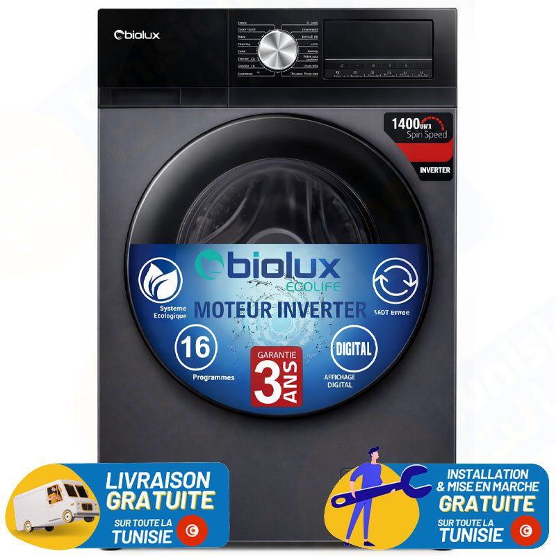 Machine À Laver Frontal Inverter BIOLUX 10Kg  / Silver / M.ECO120S