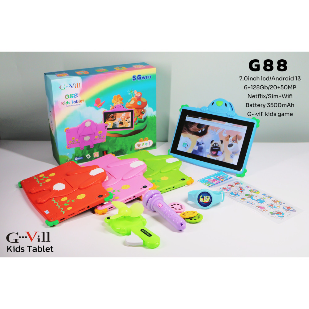 TABLETTE KIDS G-VILL G88 7" / 5G / WIFI / 6 Go / 128 Go Avec Étui + Film + Free Gifts / Vert