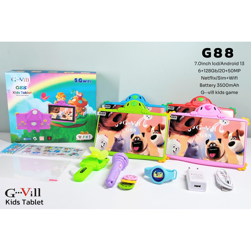 TABLETTE KIDS G-VILL G88 7" / 5G / WIFI / 6 Go / 128 Go Avec Étui + Film + Free Gifts / Vert