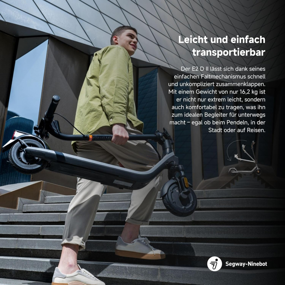 Trottinette électrique Segway-Ninebot E2 D II / 90 kg / 20 km/h / 450 Watts / Noir