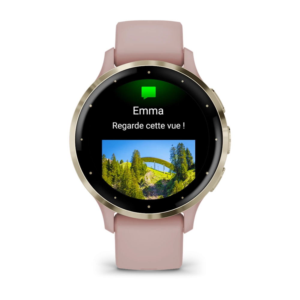 Montre Connectée Garmin Venu 3S Gold avec bracelet rose
