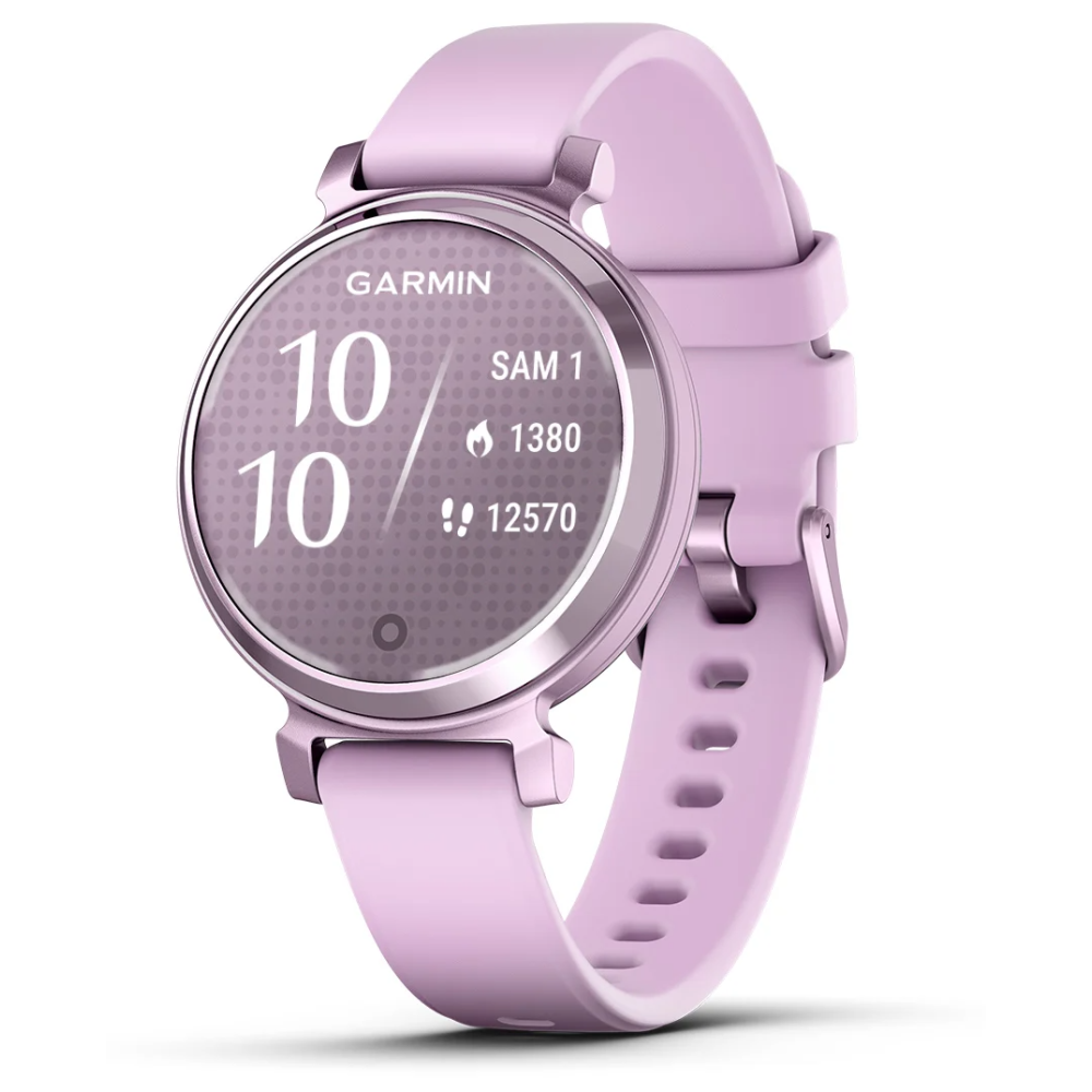 Montre Connectée Garmin Lily 2 Metallic Lilac avec bracelet en silicone lilas