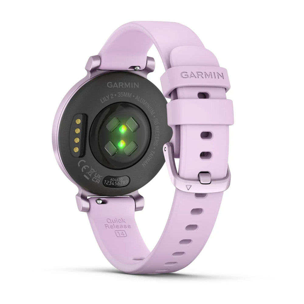 Montre Connectée Garmin Lily 2 Metallic Lilac avec bracelet en silicone lilas