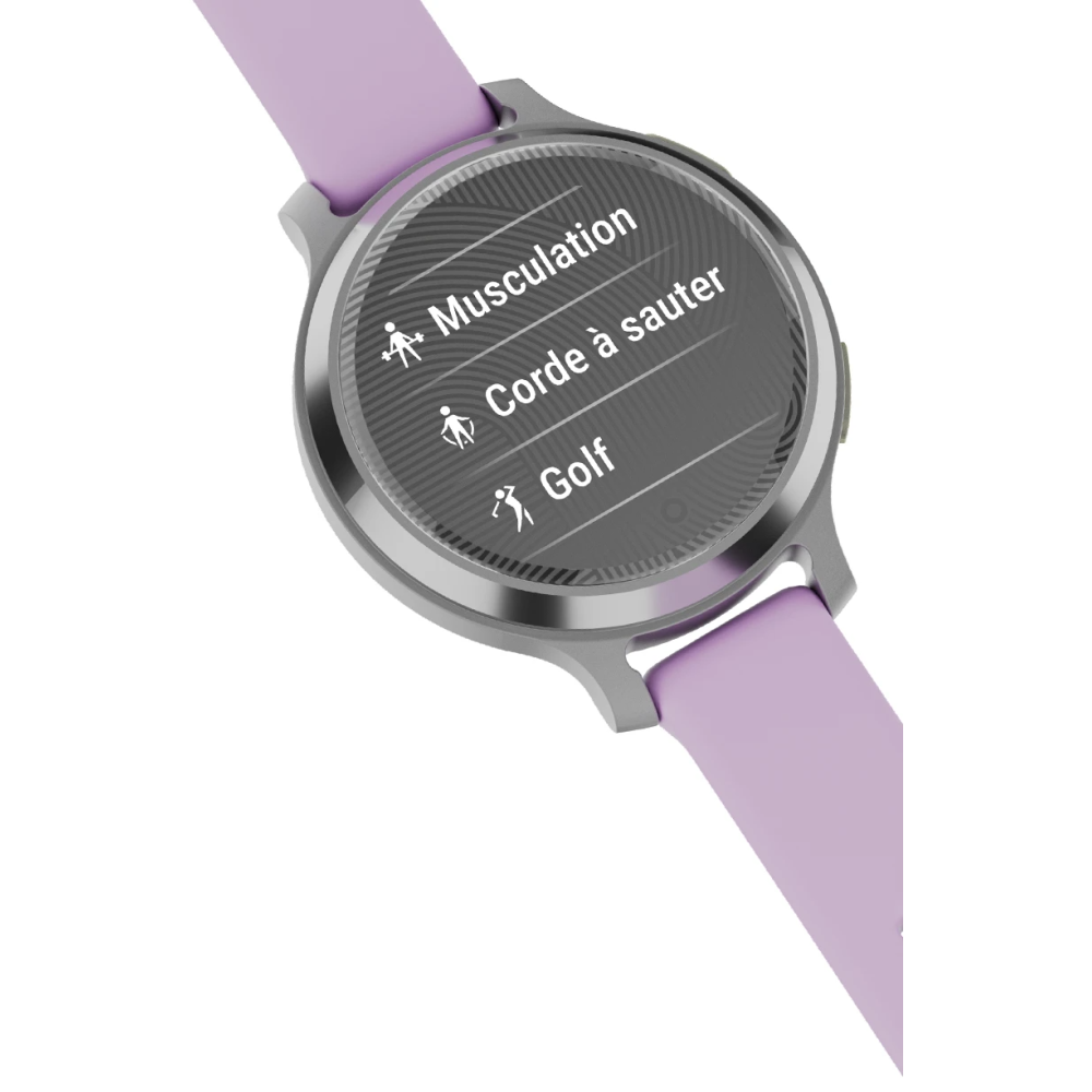 Montre Connectée Garmin Lily 2 Metallic Lilac avec bracelet en silicone lilas