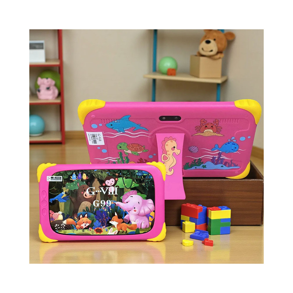 TABLETTE KIDS G-VILL G99 7" / 5G / WIFI / 6 Go / 128 Go Avec Étui + Film + Free Gifts / Rose