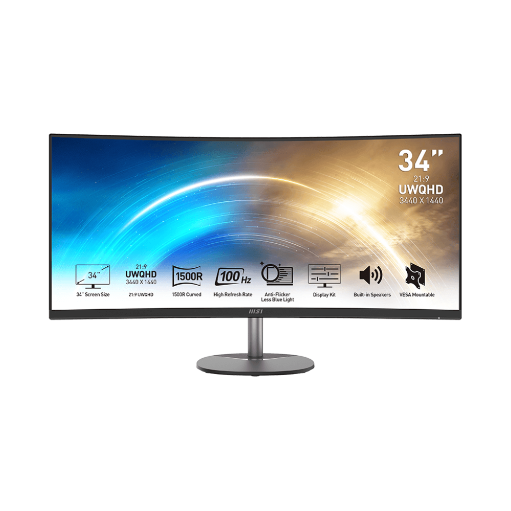 Écran MSI PRO MP341CQ 34" UWQHD CURVED | VA 100Hz HDMI/DP | 2 SPEAKER | Noir