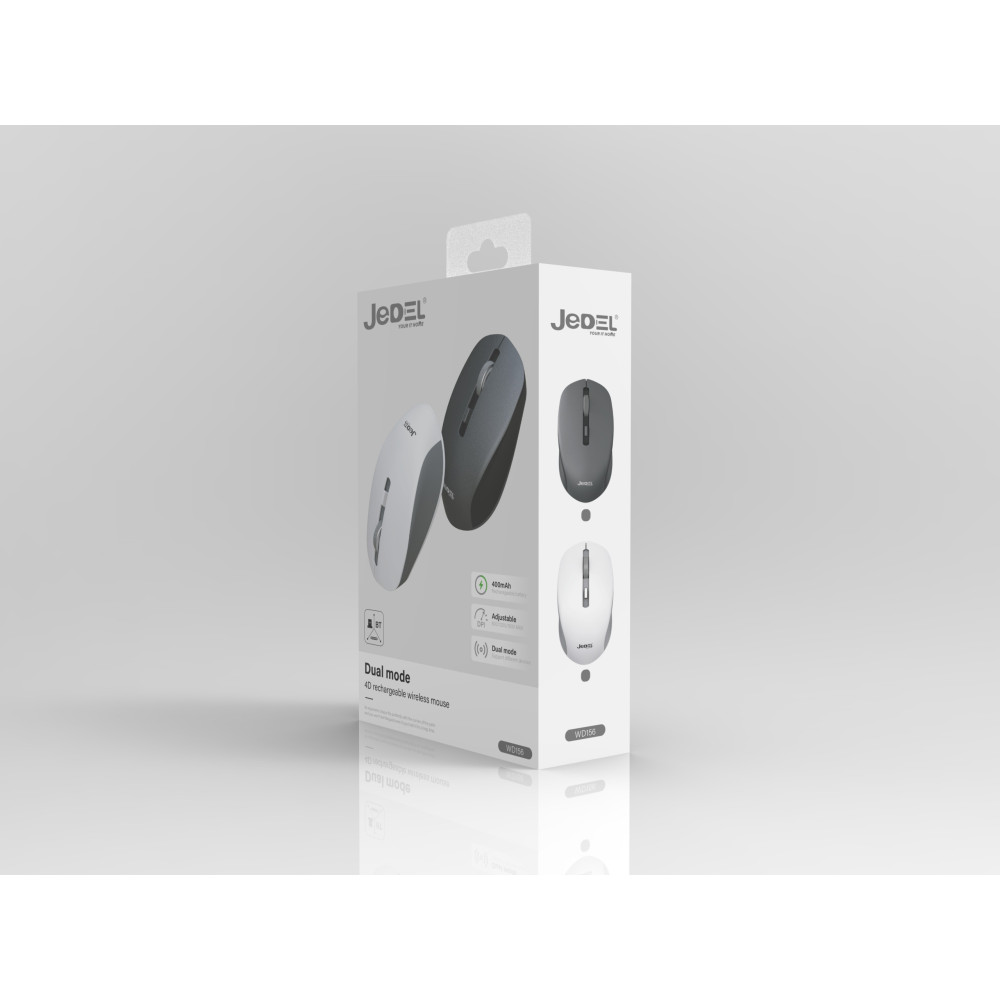 Souris sans fil BLUETOOTH JeDEL RECHARGEABLE+SILENT 4D /1600DPI WD156 / Gris