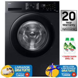 Machine à LAVER SAMSUNG 9KG INVERTER / Noir + 2x Liquide Lessive ARIEL 1.8L