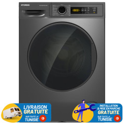 LAVE LINGE HYUNDAI 8KG INVERTER 1400 TR / Dark INOX