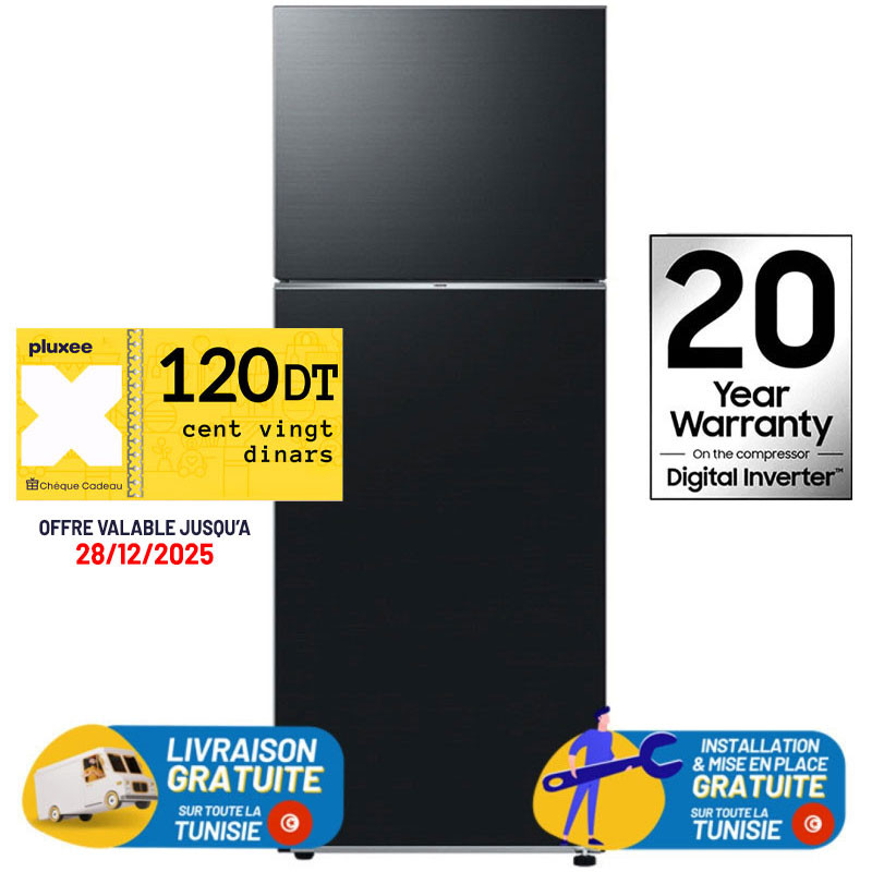 Réfrigérateur Samsung No Frost INVERTER Doubles Portes 460 Litres Noir + 120DT Bon d'achat PLUXEE