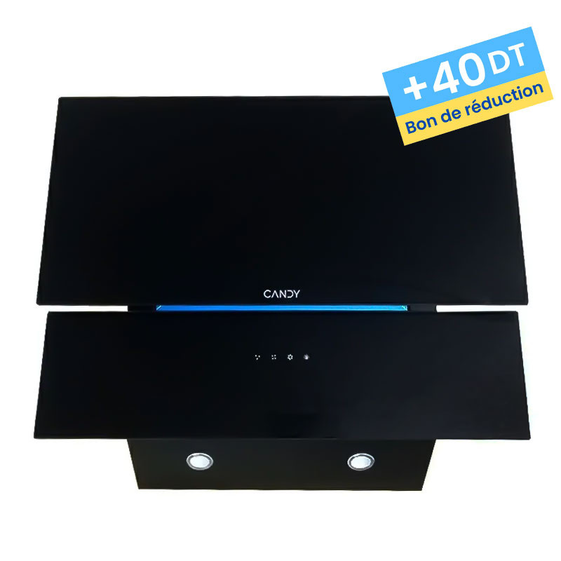 HOTTE Aspirante CANDY 60cm VERRE Noir / CDG6CBHT + 40DT Bon de Réduction