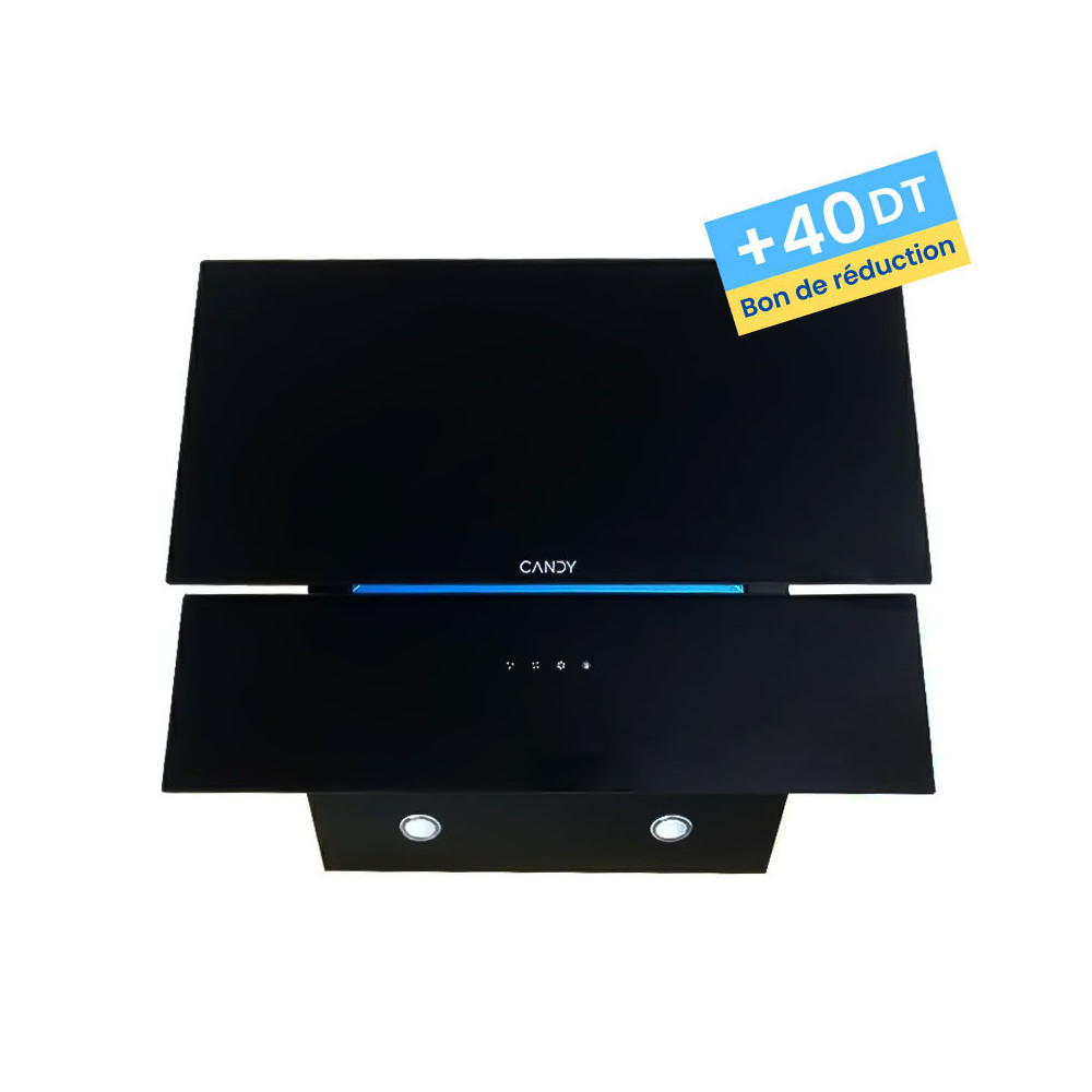 HOTTE Aspirante CANDY 60cm VERRE Noir / CDG6CBHT + 40DT Bon de Réduction