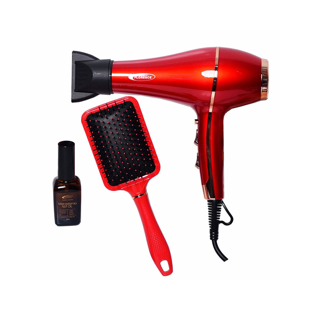 Sèche Cheveux Professionnel Florence Kératine & BROSSE / 2200W / Rouge