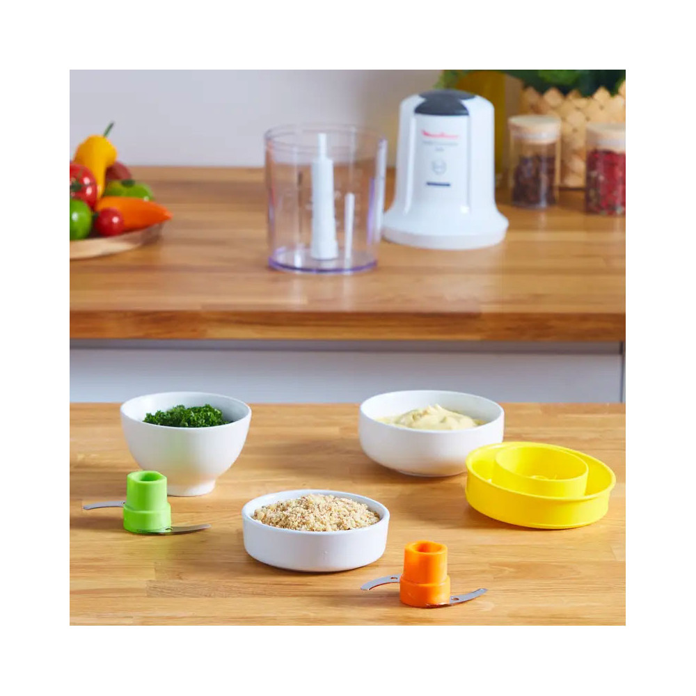 Mini Hachoir Moulinex 6EN1 / 500W / Blanc