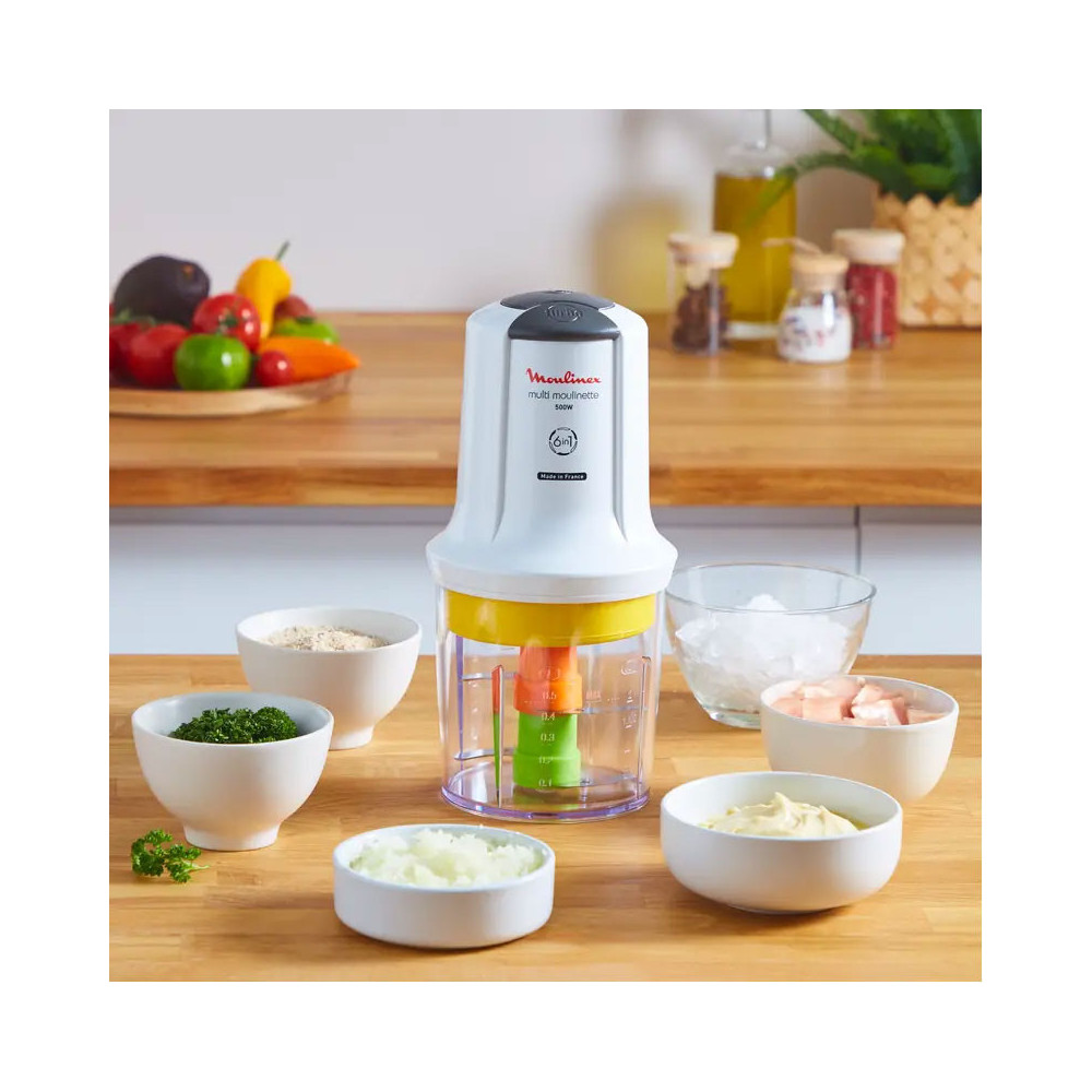 Mini Hachoir Moulinex 6EN1 / 500W / Blanc