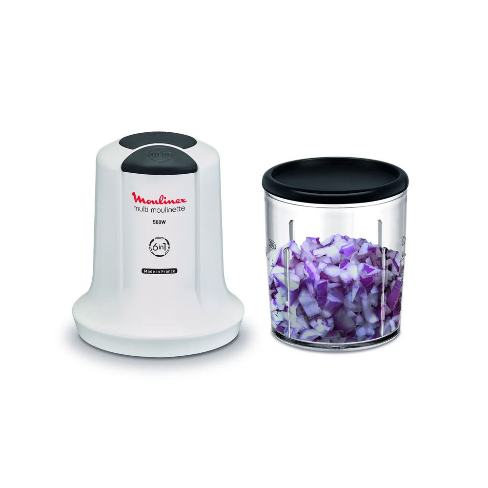 Mini Hachoir Moulinex 6EN1 / 500W / Blanc