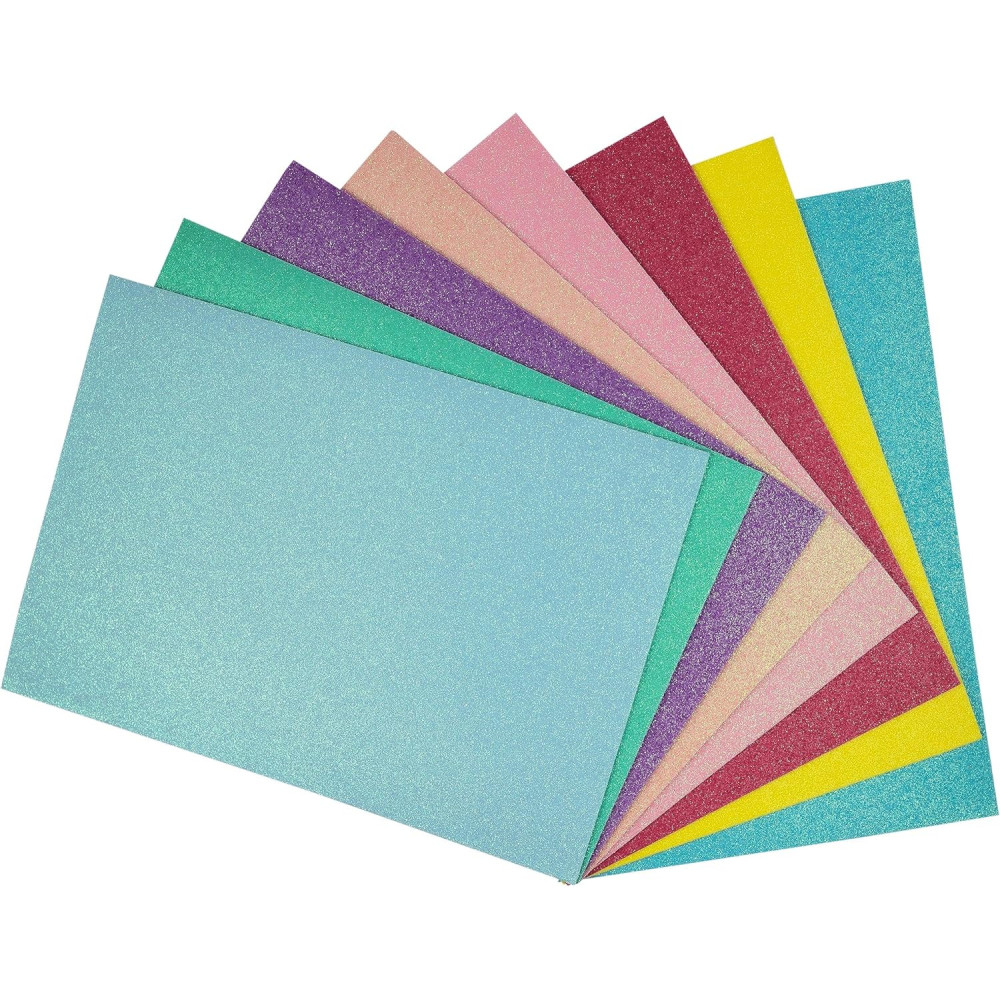 10 Papiers mousse pailletée autocollante multicolore brillante A4