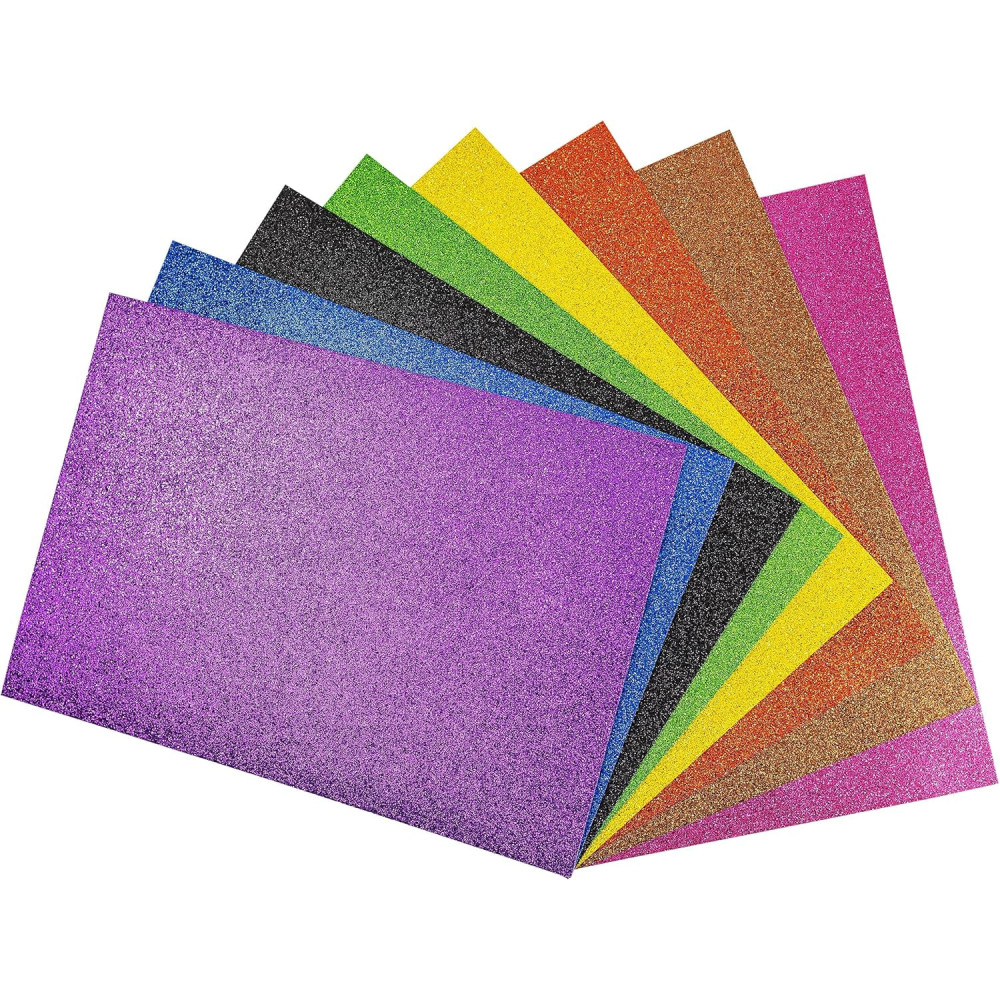 10 Papiers mousse pailletée autocollante multicolore brillante A4