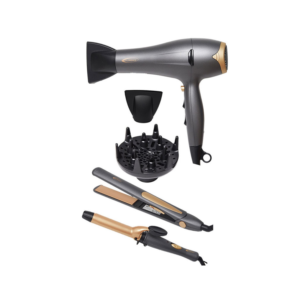 Coffret  Sèche Cheveux et Lisseur FLORNCE 2200W / Noir / AG5920S6