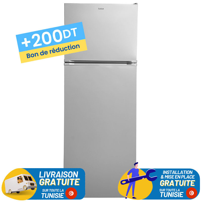 Réfrigérateur SABA No Frost Double Portes 451 Litres / Silver + 200DT Bon de réduction