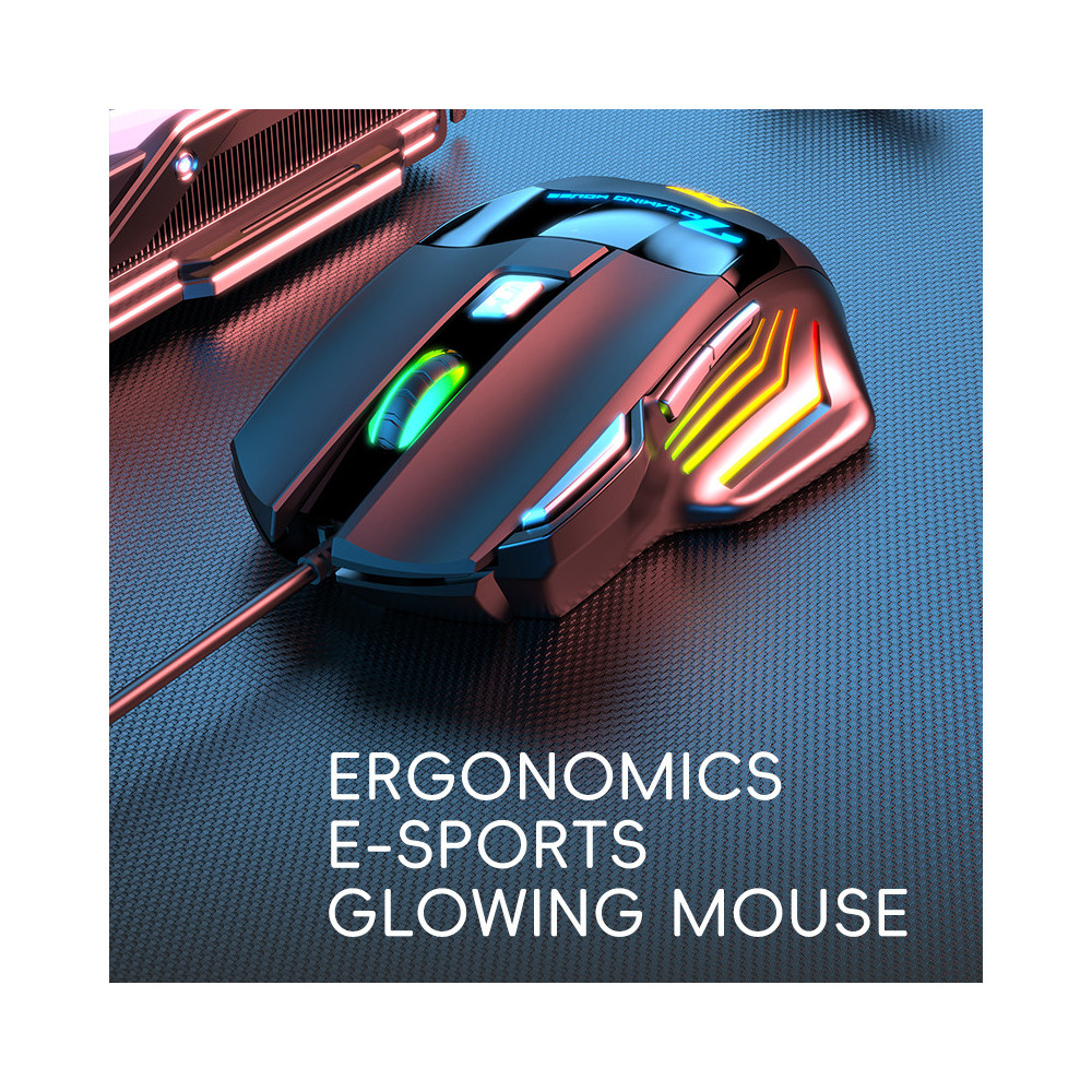 SOURIS 7D Gaming RGB LED Light R8 / jusqu'à 3 600 DPI / Noir