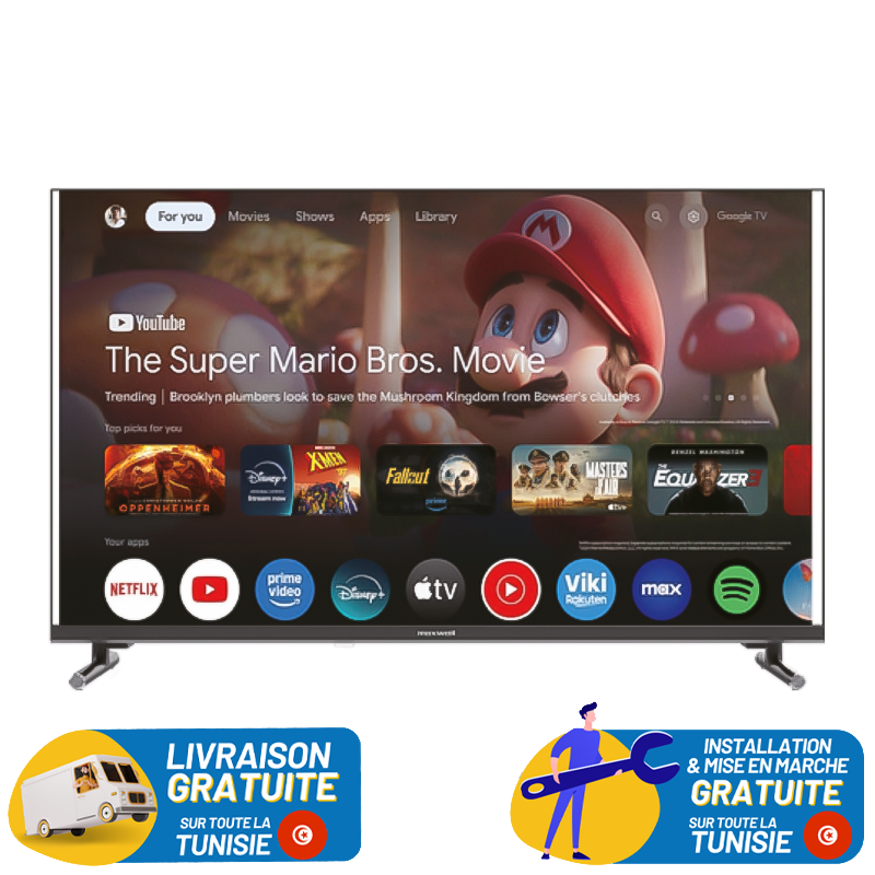 Téléviseur MAXWELL 43" QLED Full HD Smart Google TV avec RECEPTEUR INTEGRE / MAX-Q43MG60