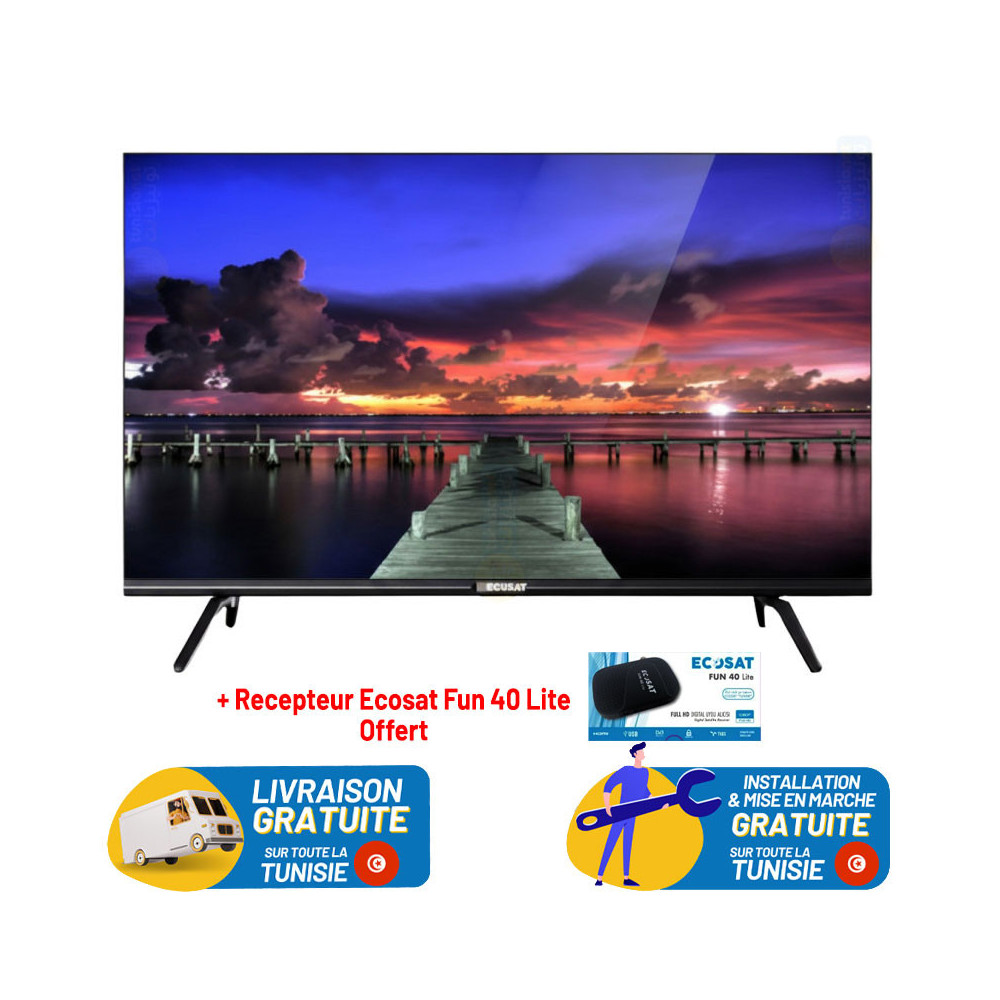 TV 43" ECOSAT T2 LED Full HD / Noir + Récepteur Gratuit