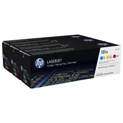 Lot de 3 toners authentiques cyan/magenta/jaune HP LaserJet 131A