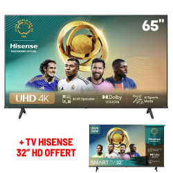 TV HISENSE 65" SMART UHD 4K AVEC TV HISENSE 32" HD OFFERT