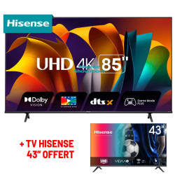 TV HISENSE 85" SMART UHD 4K AVEC TV HISENSE 43" OFFERT