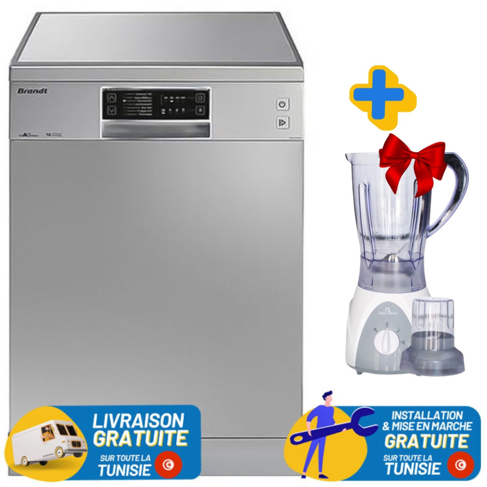 Lave Vaisselle BRANDT DFH14524X / 14 Couverts / inox + Blender 2en1 400W Offert