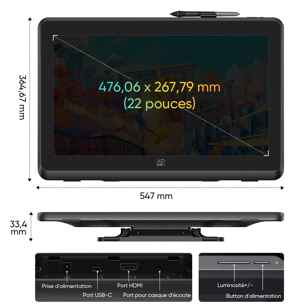 Tablette Graphique 21.5'' XP-Pen Artist 22 Plus / Noir