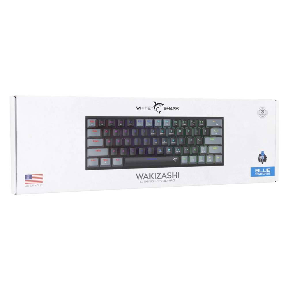 Clavier Gaming White Shark WAKIZASHI 2 / Blue switches / Noir / Gris