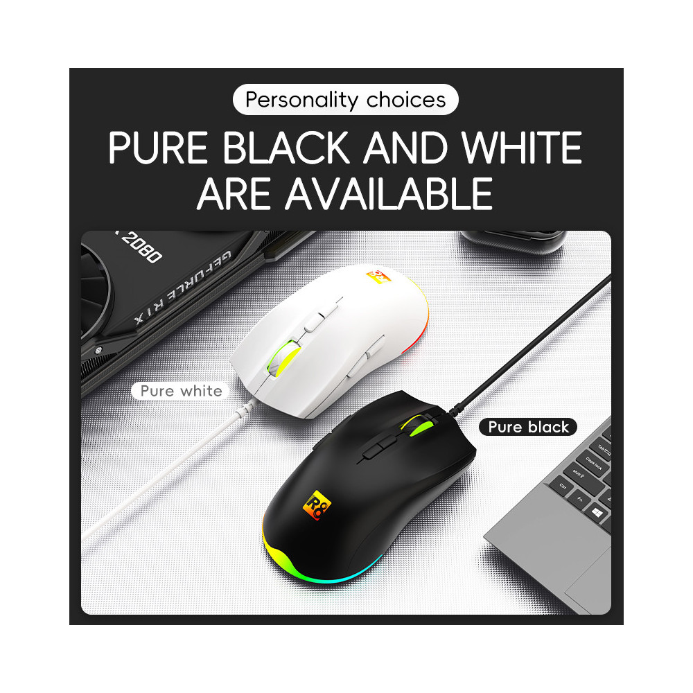 SOURIS OPTIQUE R8 7D / RGB / G201 / Blanc