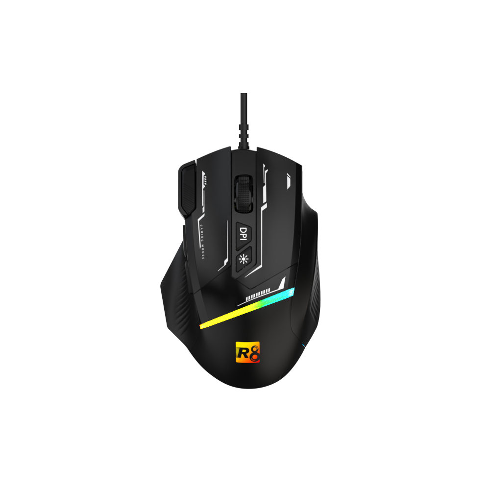 SOURIS OPTIQUE R8 8D / 7200 DPI / RGB / G208 / Noir