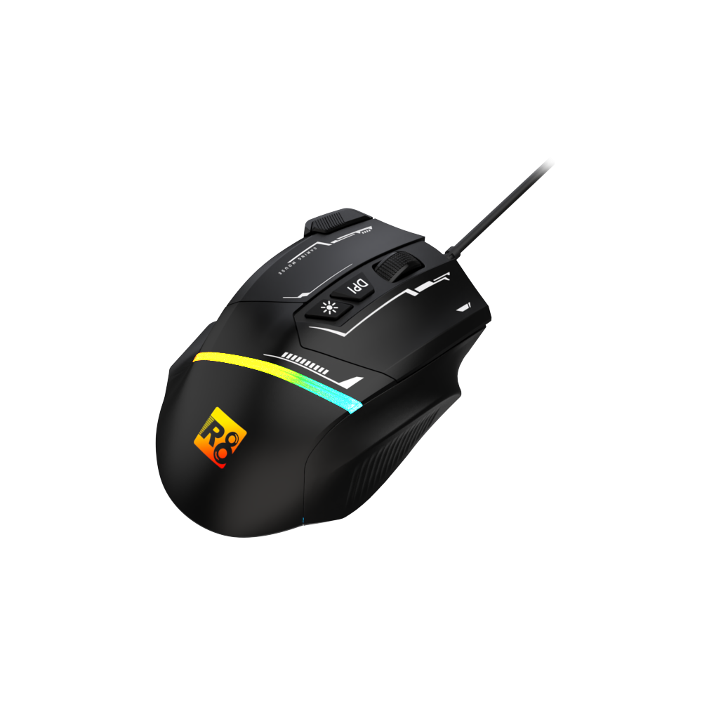 SOURIS OPTIQUE R8 8D / 7200 DPI / RGB / G208 / Noir