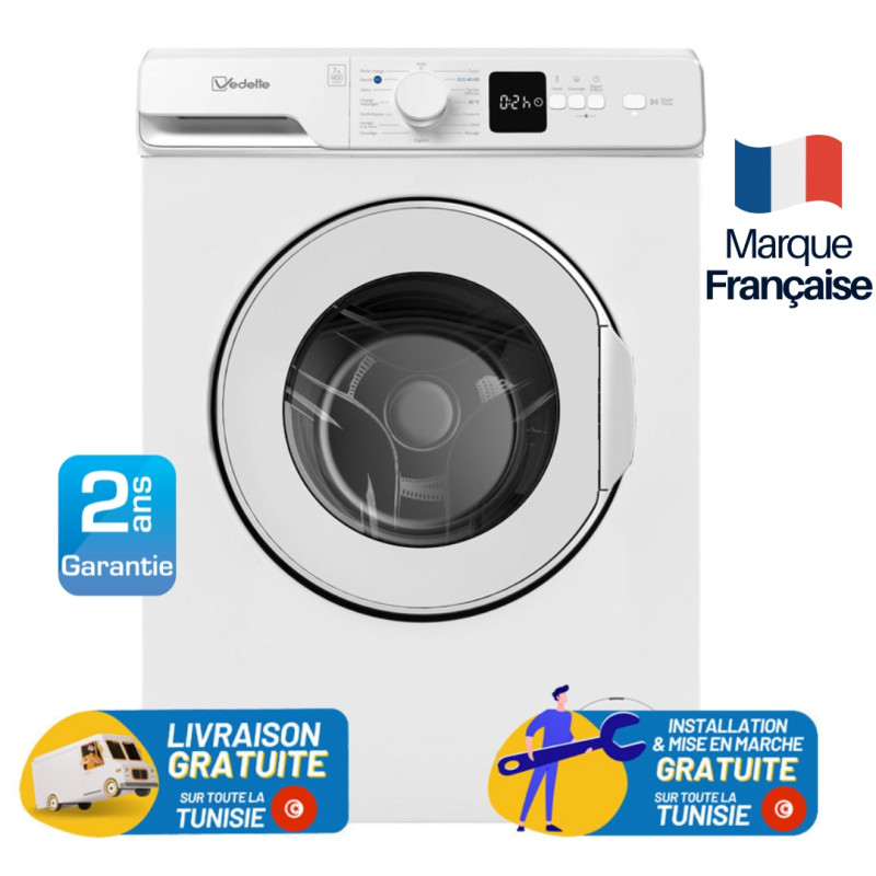 Machine à Laver VEDETTE 7KG 1400 tr/min / Blanc / LFV274W