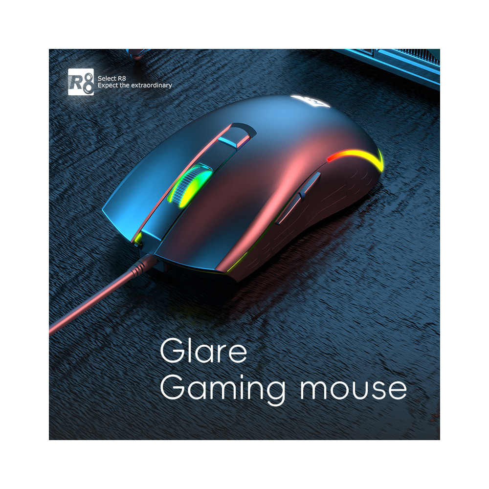 SOURIS 6D Gaming RGB LED Light  R8 1633 / 3 600 DPI / BLACK