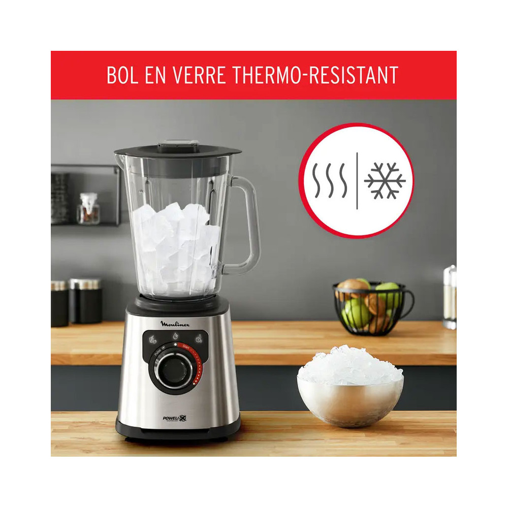 Blender Moulinex Bol en verre thermorésistant 2 Litres / inox / LM871D10