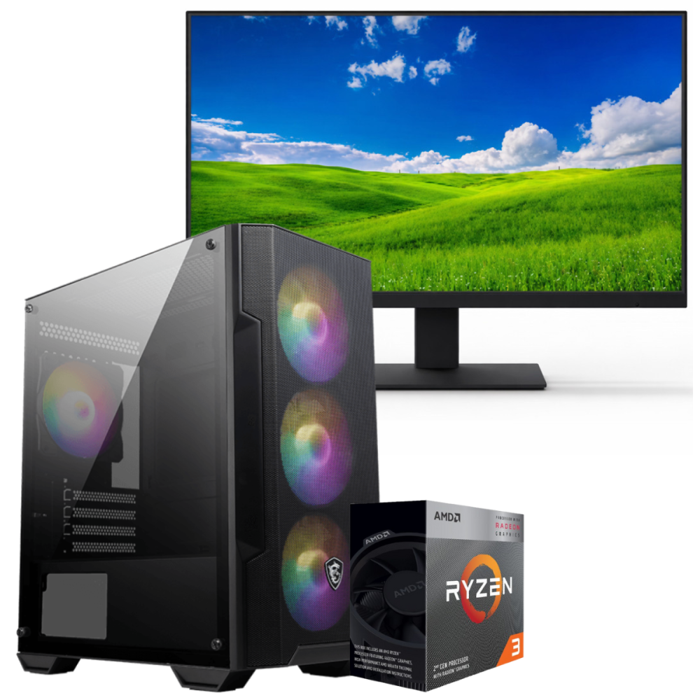 Setup Gamer Special Pc de Bureau Gaming / Ryzen 3 3200G / Vega 8 / 16 Go Avec Écran AERO 24'' FHD VA 100 Hz