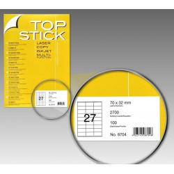 2700x Etiquettes HERMA TOP STICK A4/27 / 70 x 32 mm