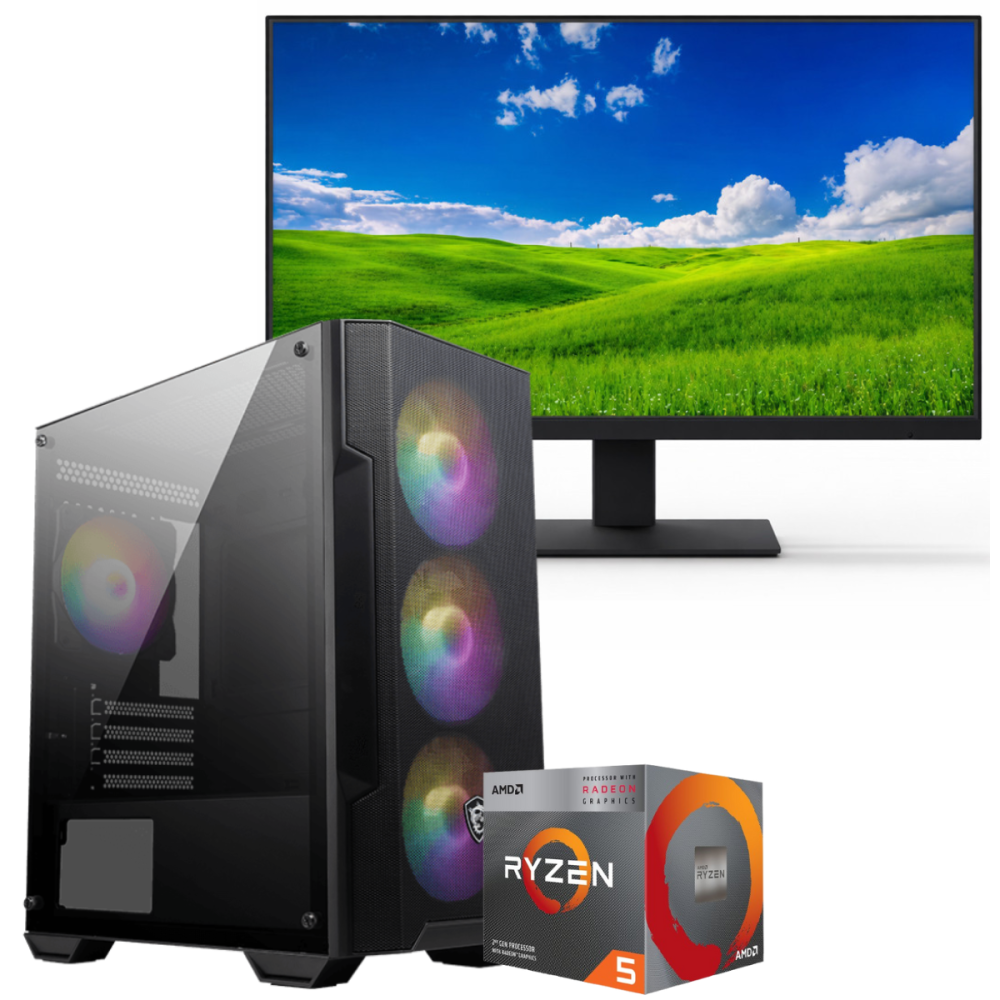 Setup Gamer Special Pc de Bureau Gaming / Ryzen 5 3400G / Vega 11 / 16 Go Avec Écran Gaming AERO AE24EFA 24'' FHD VA 100Hz