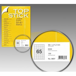 6500x Etiquettes HERMA TOP STICK A4/65 / 38.1 x 21.2 mm