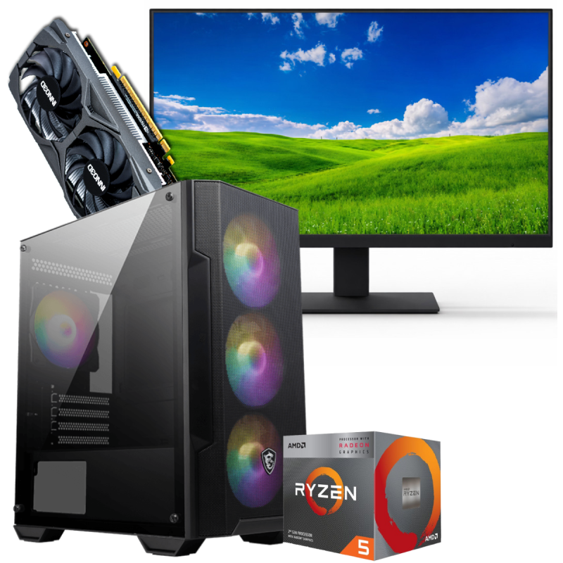 Setup Gamer Special Pc de Bureau Gaming / Ryzen 5 3600 / GTX 1650 4G / 16 Go Avec Écran Gaming AERO AE24EFA 24'' Full HD VA / 100 Hz