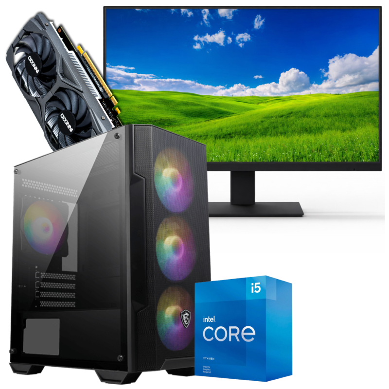 Setup Gamer Special Pc de Bureau Gaming / i5-11400F / GTX 1650 4G / 16 Go Avec Écran Gaming AERO AE24EFI 24'' Full HD IPS / 144 Hz