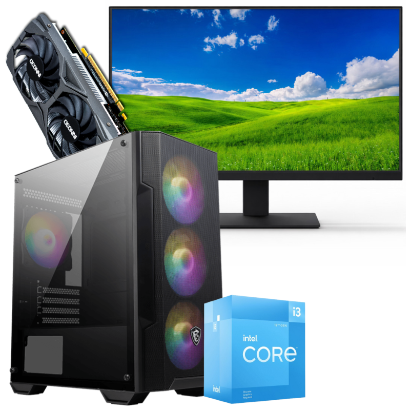 Setup Gamer Special Pc de Bureau Gaming / i3-12100F / GTX 1650 4G / 16 Go Avec Écran Gaming AERO AE24EFA 24'' Full HD VA / 100 Hz