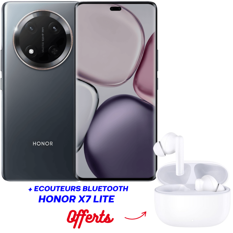 Smartphone Honor X9c 5G 24Go 256Go / NOIR + Ecouteurs Bluetooth Honor X7 Lite Offerts