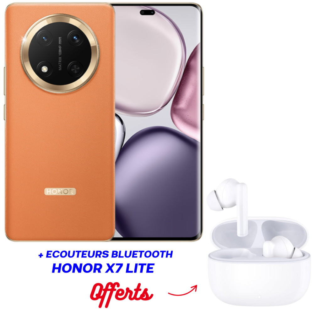 Smartphone Honor X9c 5G 24Go 256Go / ORANGE + Ecouteurs Bluetooth Honor X7 Lite Offerts