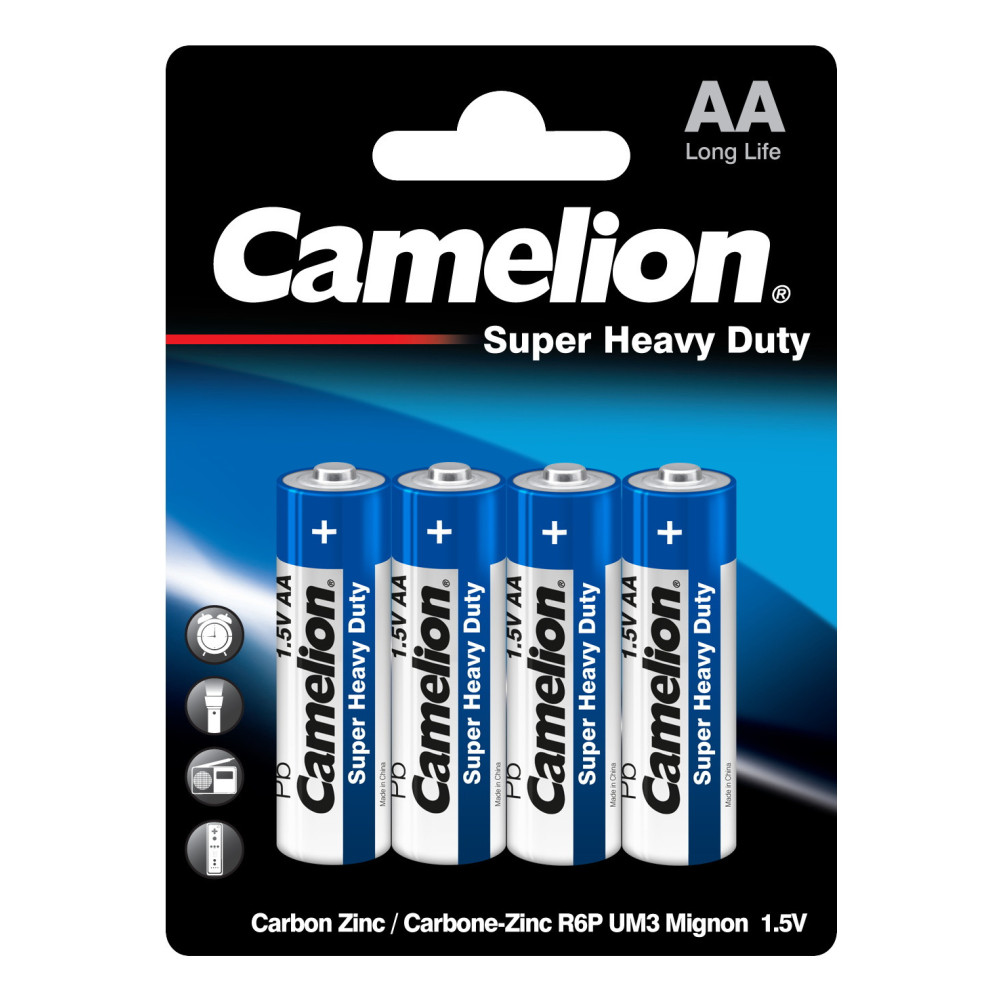 4 PILE CAMELION LR06 JEU DE SUPER HEAVY DUTY BP AA